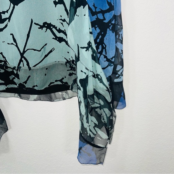 Diane Avon Furstenburg watercolor black green blue overlay sleeveless tank top - Picture 7 of 8